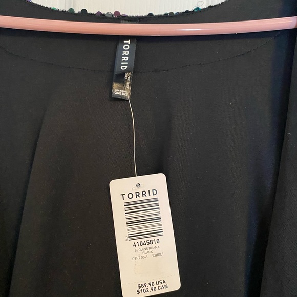 Torrid Black Sequin Women's Top Plus O/S fits plus size - Picture 4 of 6